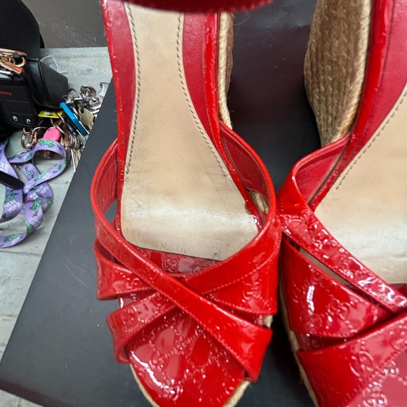 Gucci Red Women's Strappy Wedges - Picture 4 of 12